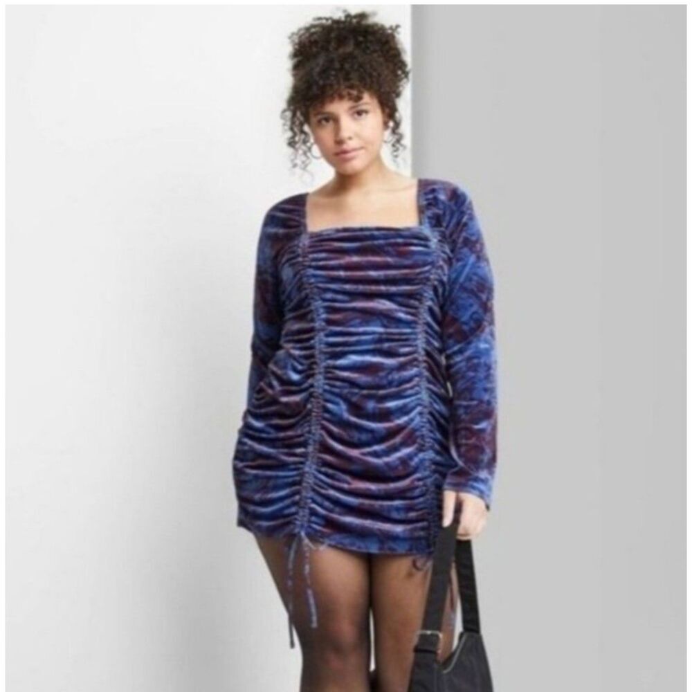 NWT LARGE Wild Fable Princess Polly Velvet Bodycon Blue & Purple Dress